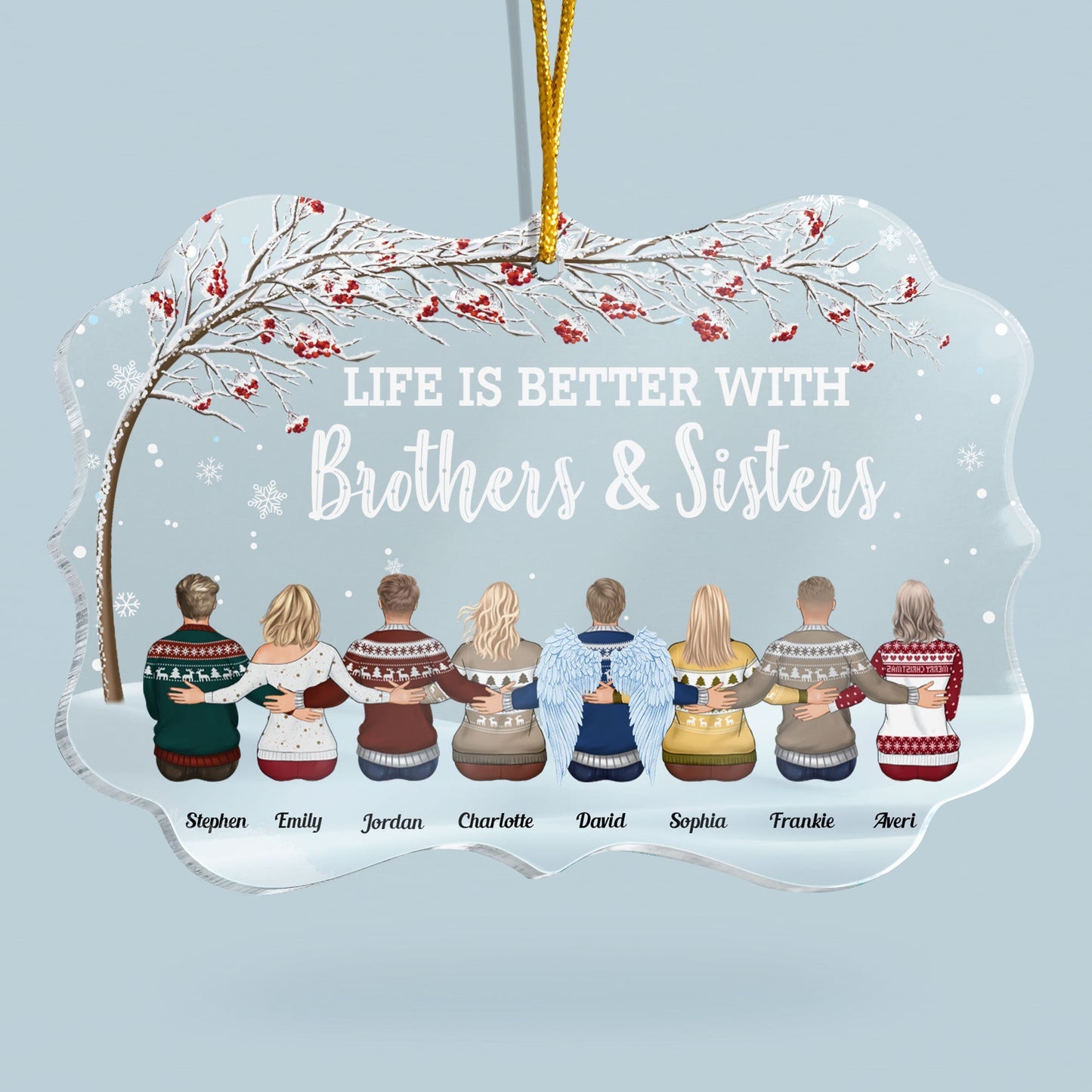 Personalized 'Life is Better With Brothers & Sisters' Custom Christmas Ornament