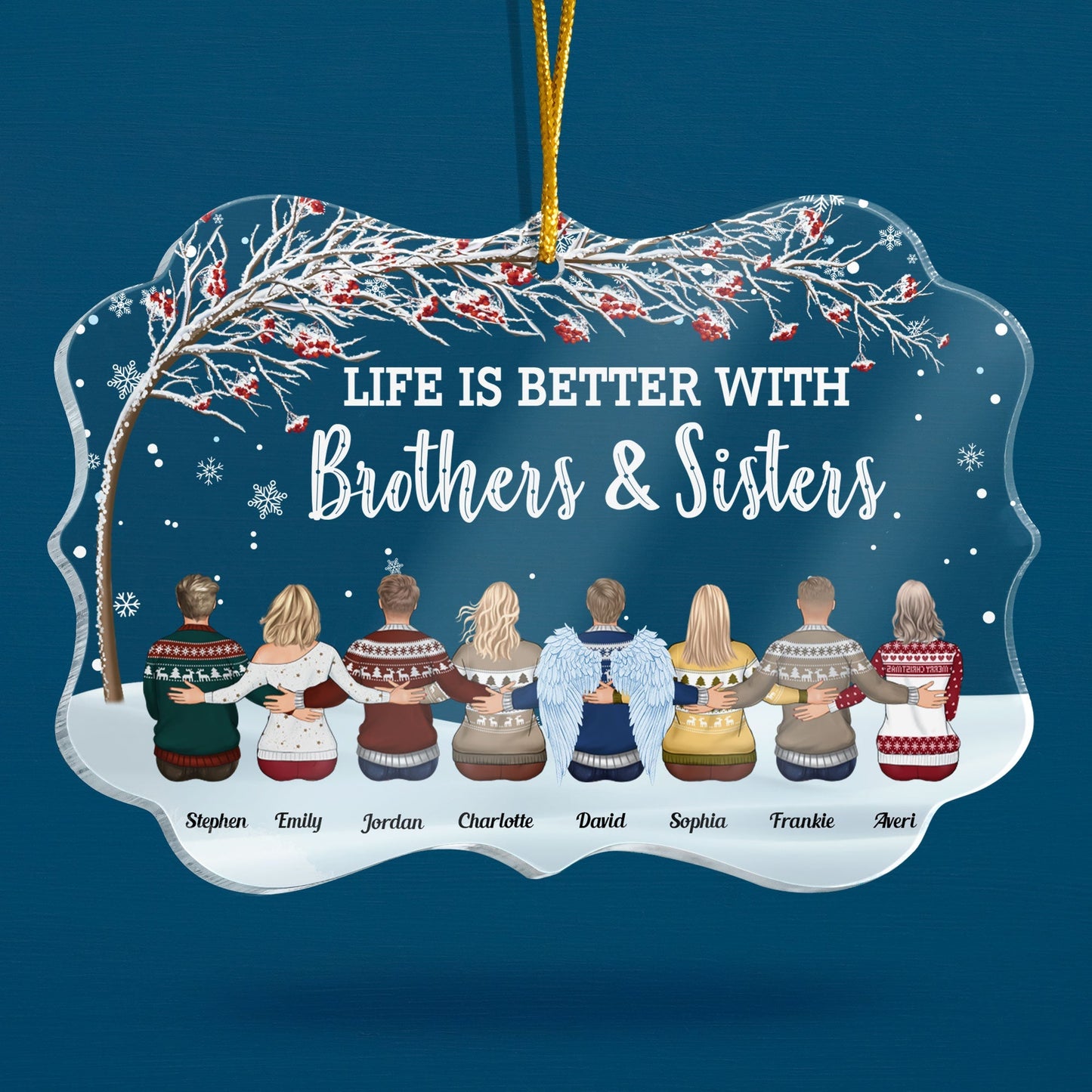 Personalized 'Life is Better With Brothers & Sisters' Custom Christmas Ornament