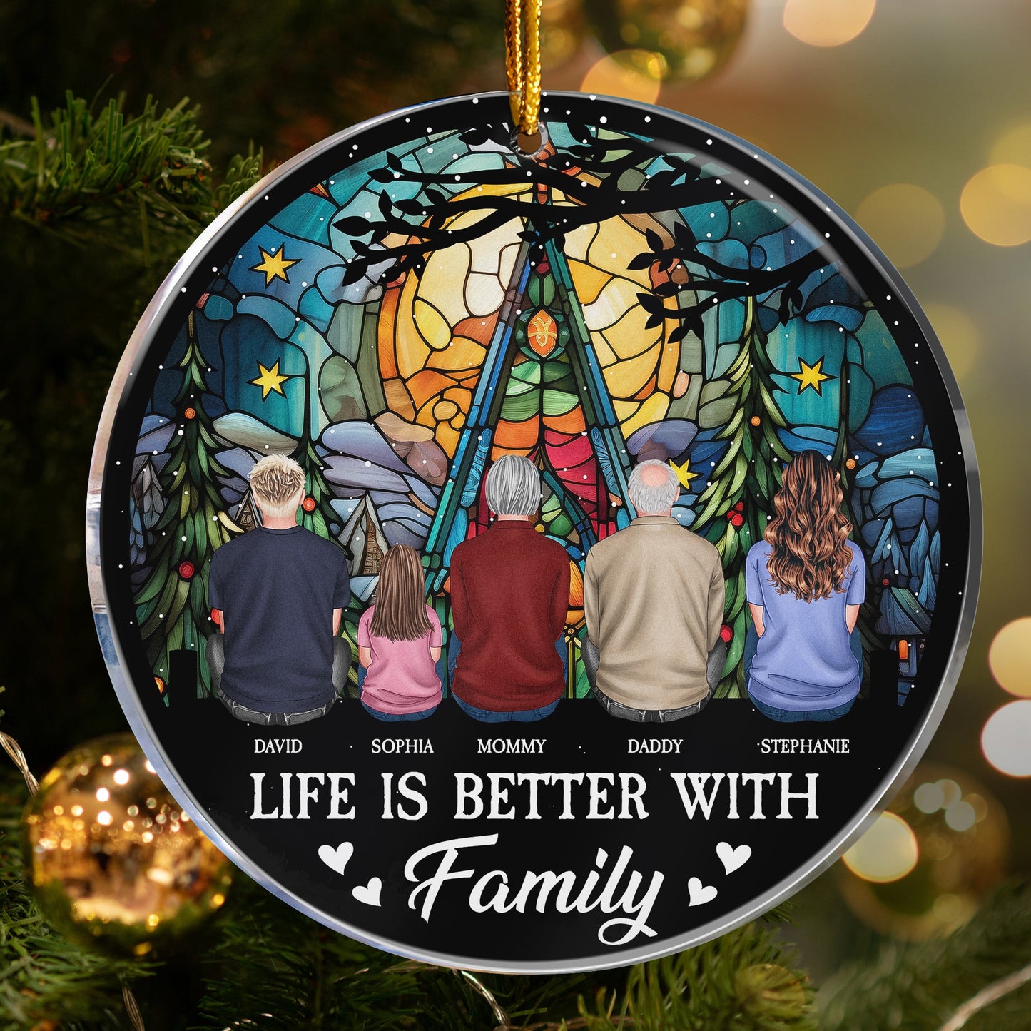 Custom Family Christmas Ornament: "Life Is Better With Family" Keepsake Gift