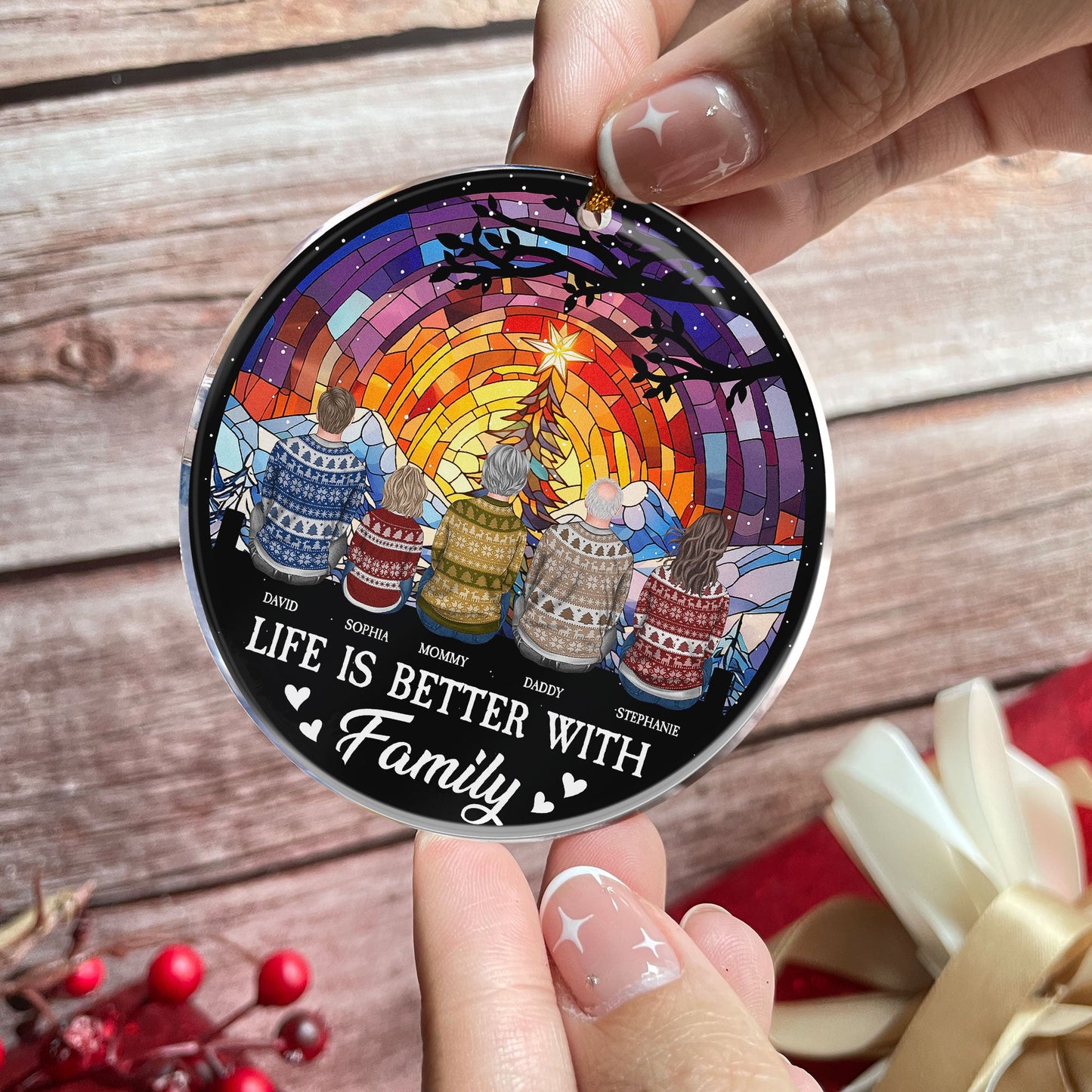 Custom Family Christmas Ornament: "Life Is Better With Family" Keepsake Gift