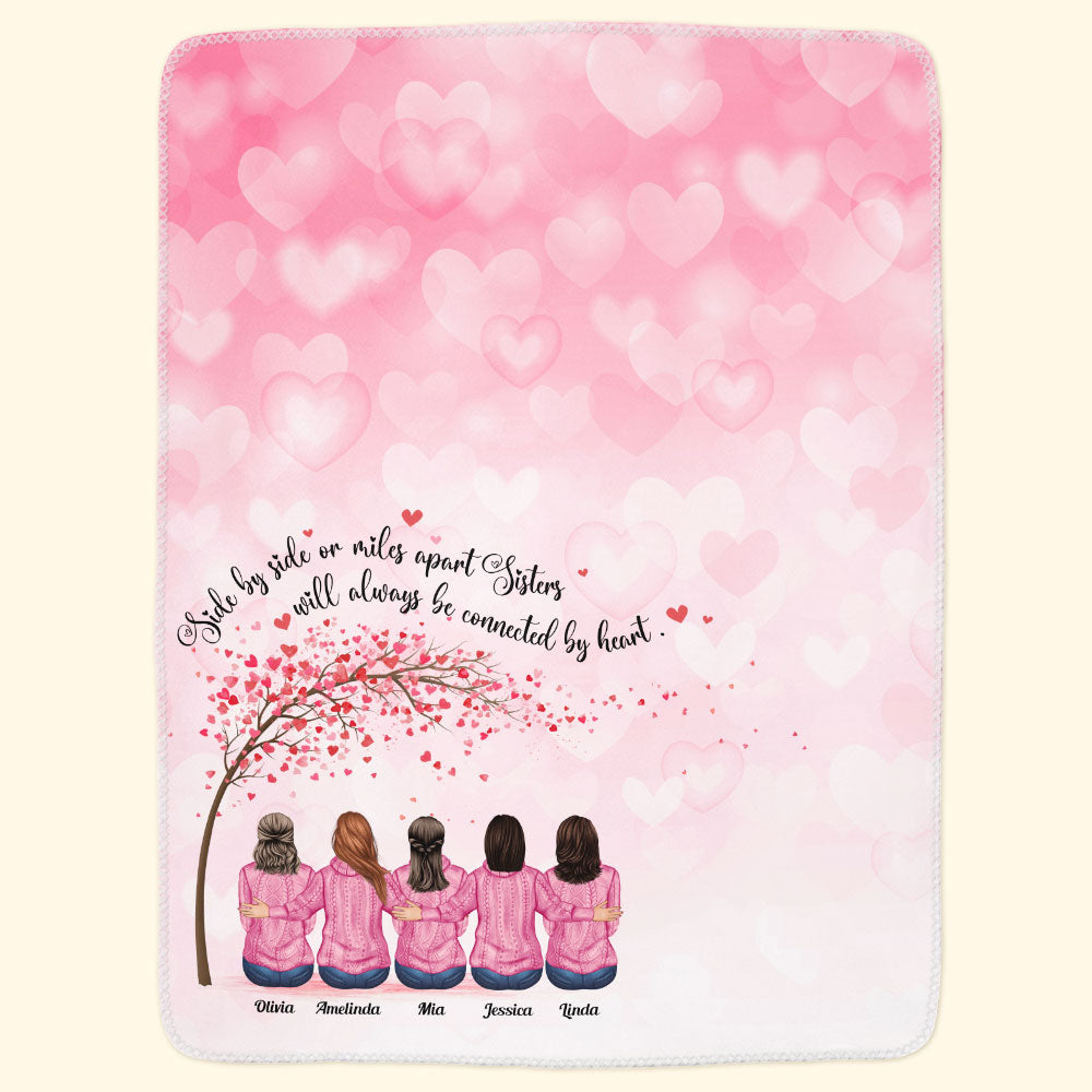 Personalized Sister Blanket: 'Connected by Heart' Custom Gift for Her
