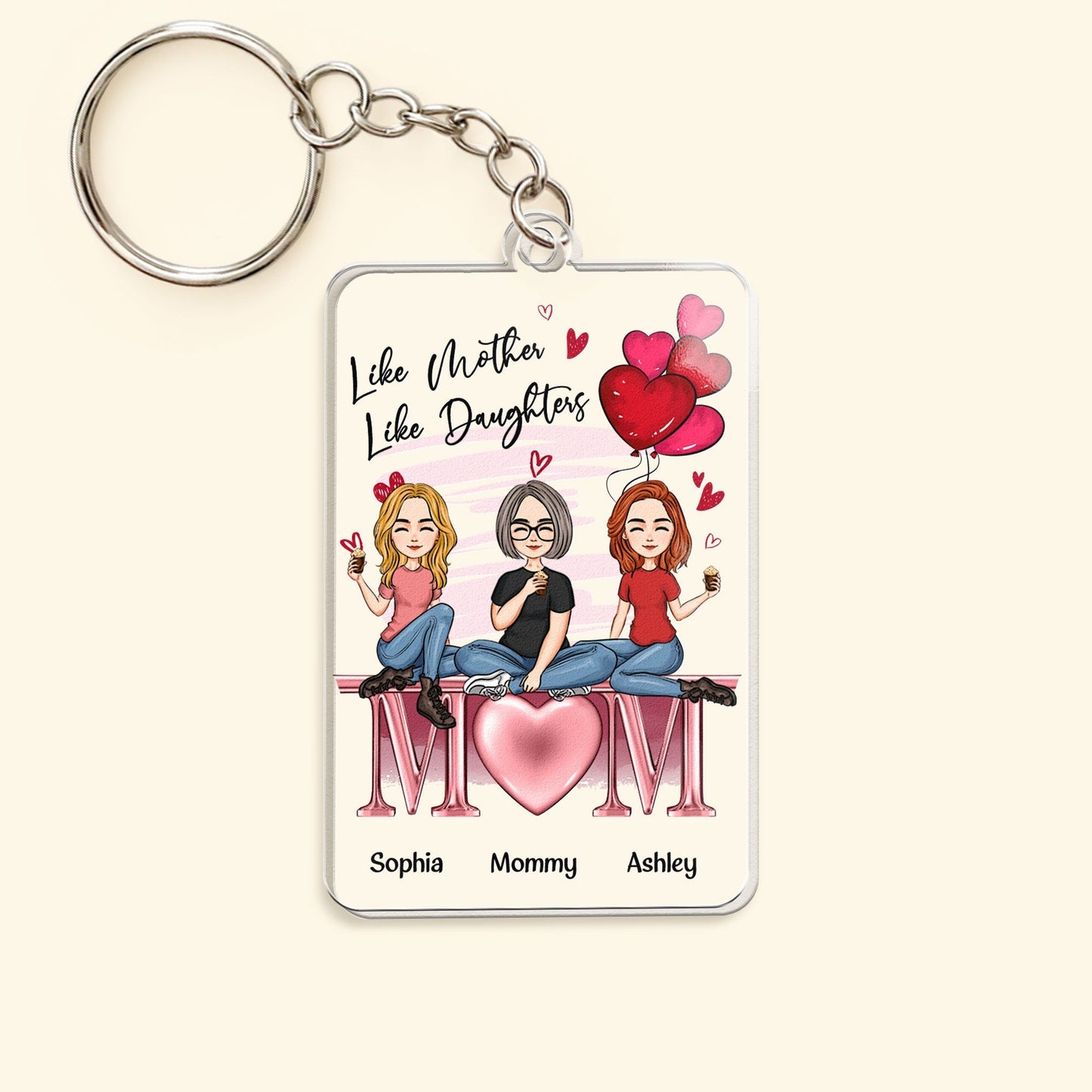 Personalized 'Like Mother Like Daughters' Keychain for Mom & Daughters