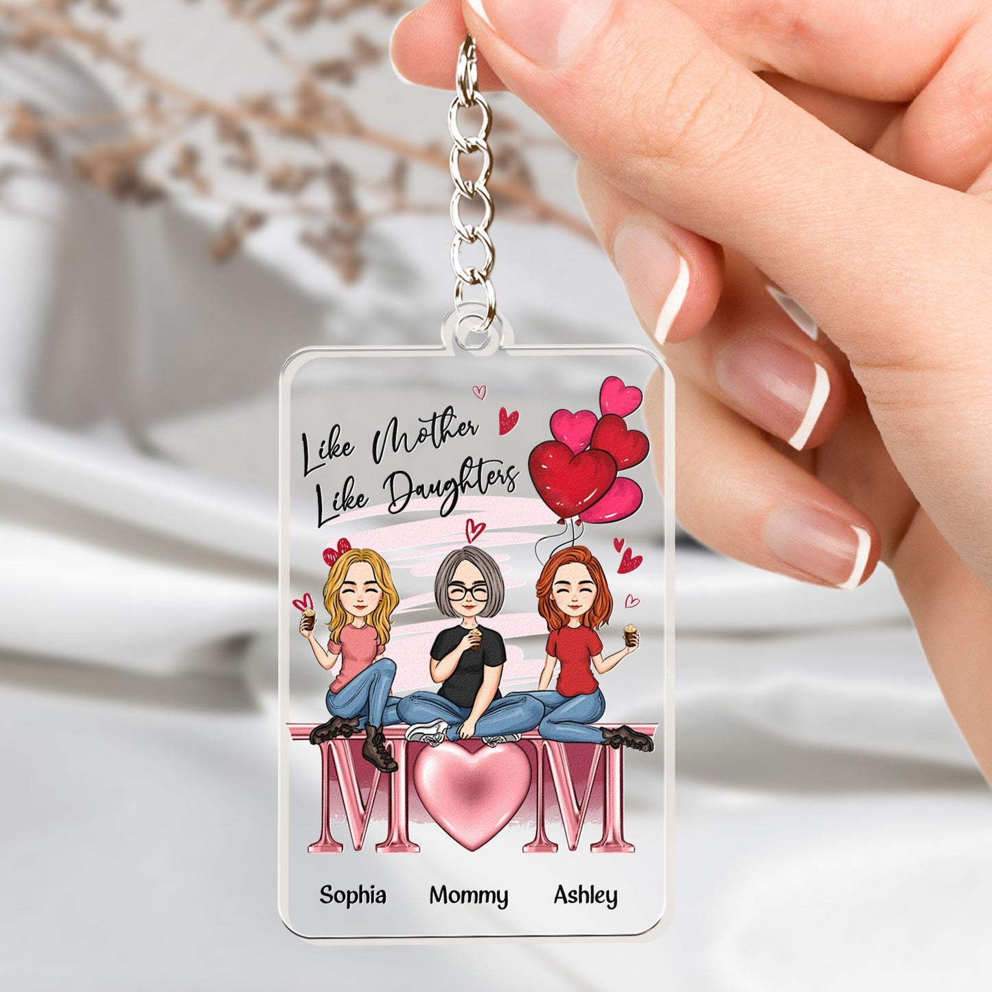 Personalized 'Like Mother Like Daughters' Keychain for Mom & Daughters