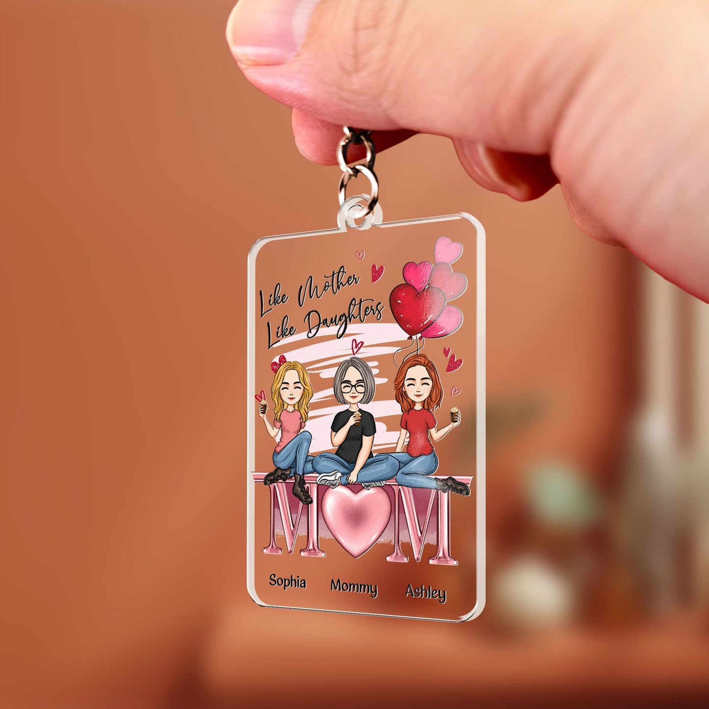 Personalized 'Like Mother Like Daughters' Keychain for Mom & Daughters