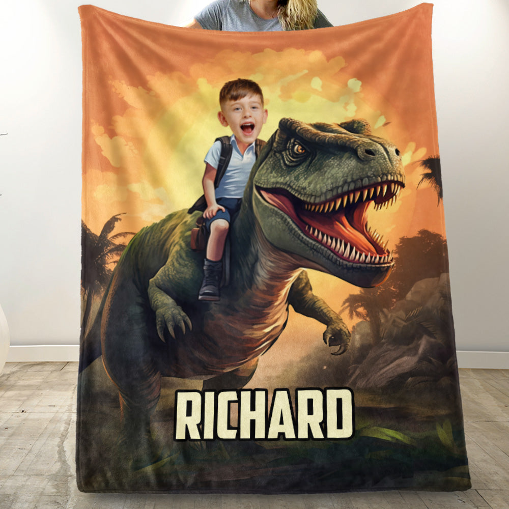 Dinosaur Adventure Blanket – Personalized Photo Blanket for Kids
