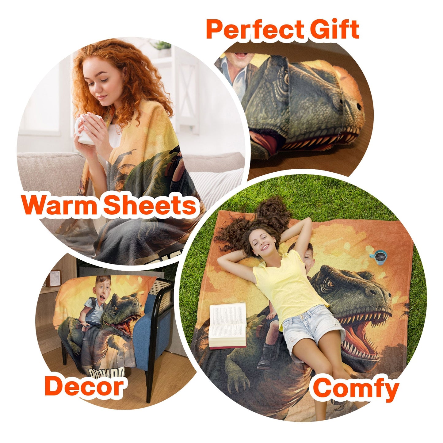 Dinosaur Adventure Blanket – Personalized Photo Blanket for Kids