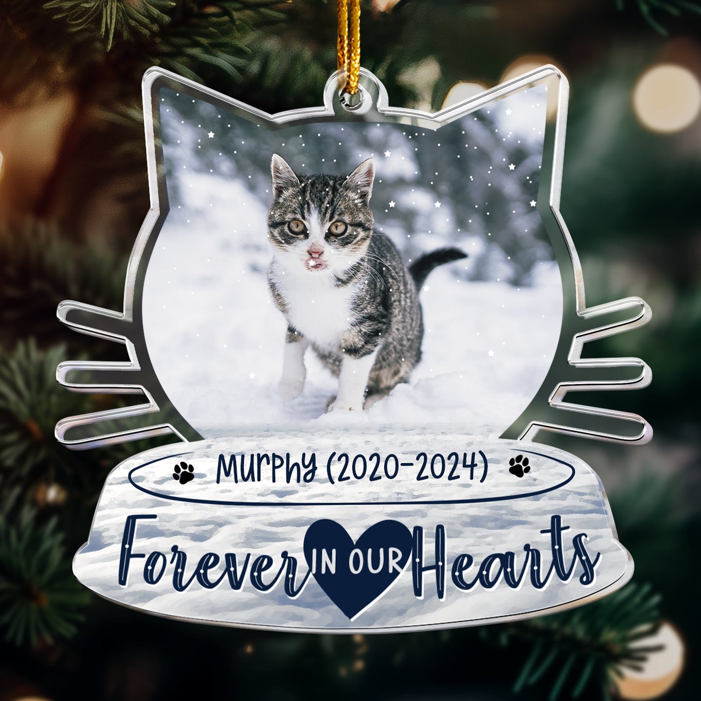 Custom Cat Memorial For Loved One Ornament: 'Favorite Hello Hardest Goodbye' Photo Keepsake