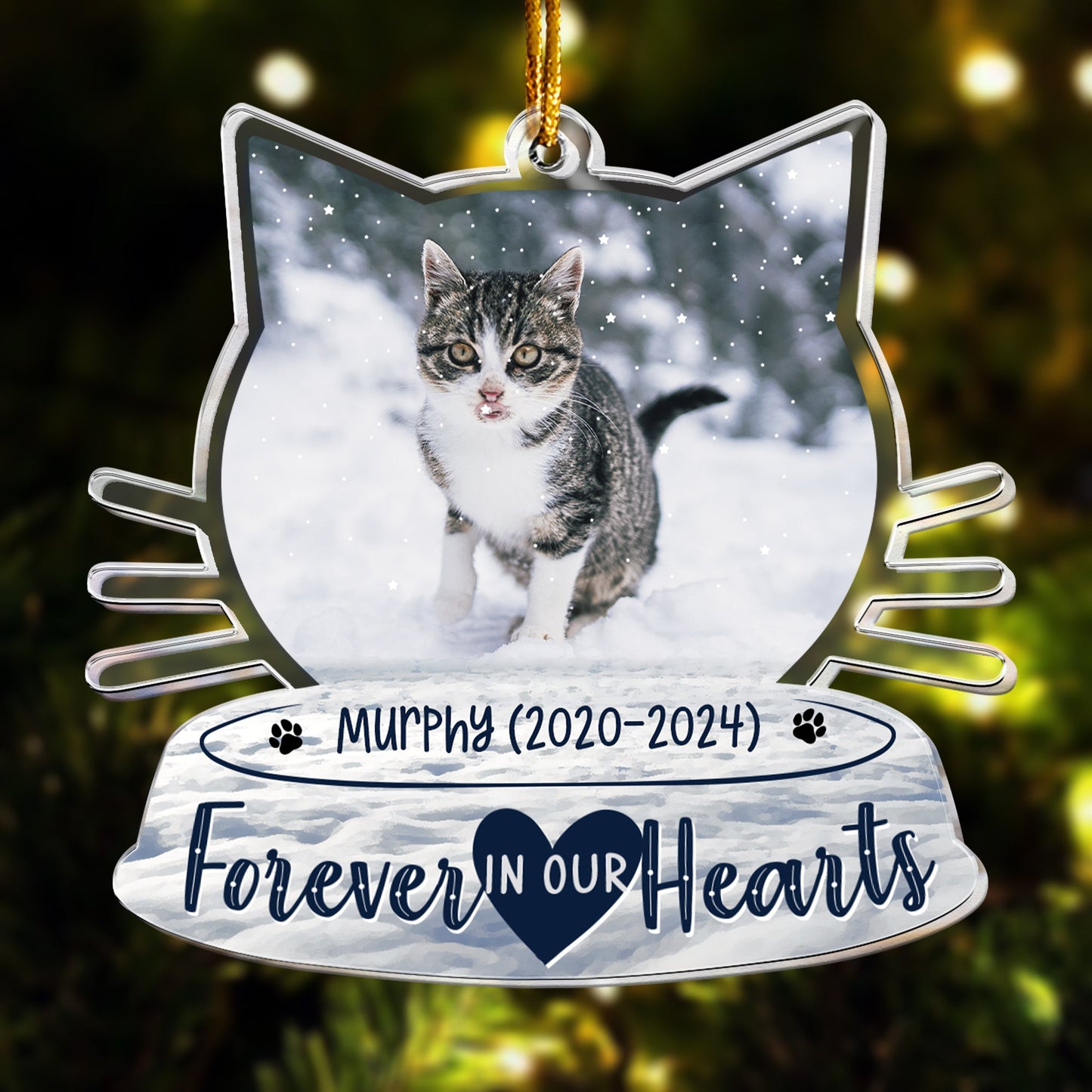 Custom Cat Memorial For Loved One Ornament: 'Favorite Hello Hardest Goodbye' Photo Keepsake