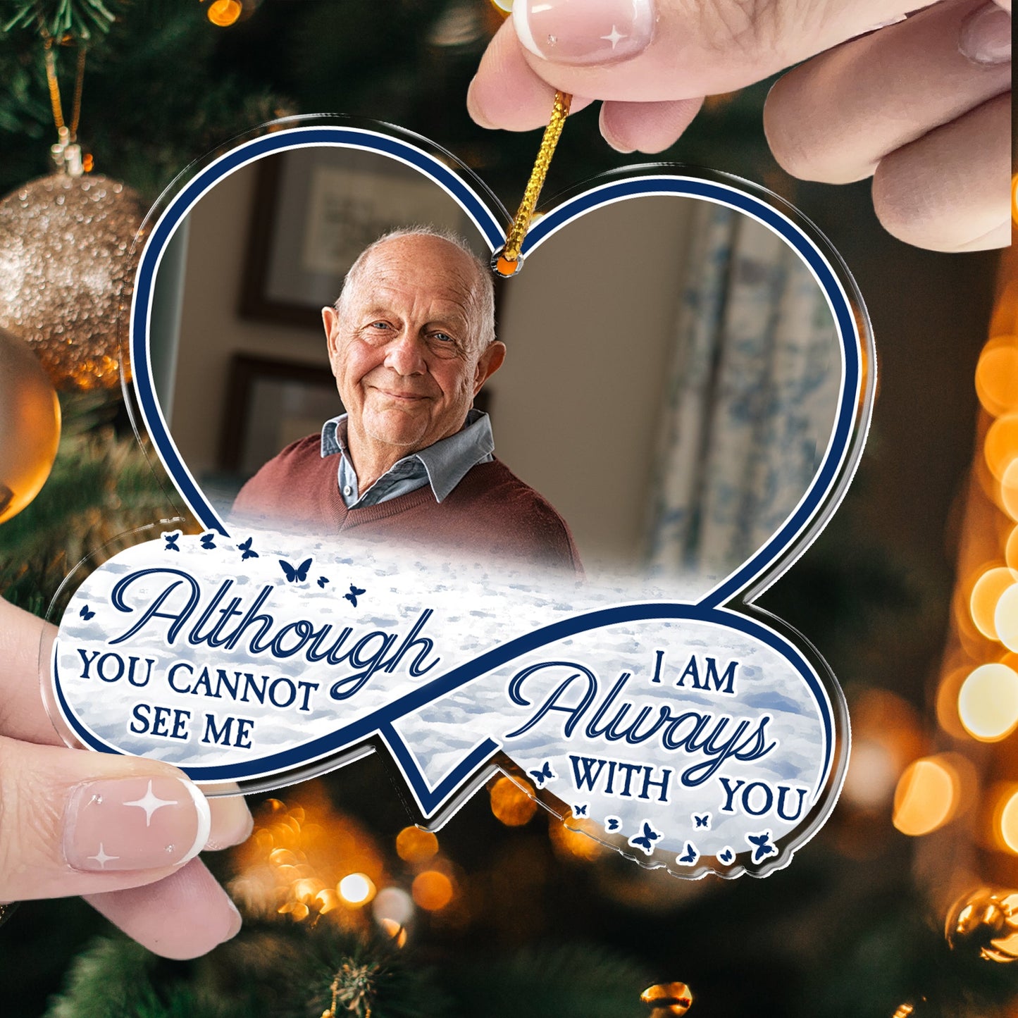 Personalized Photo Memorial For Loved One Ornament: 'Always With You' Heartfelt Keepsake