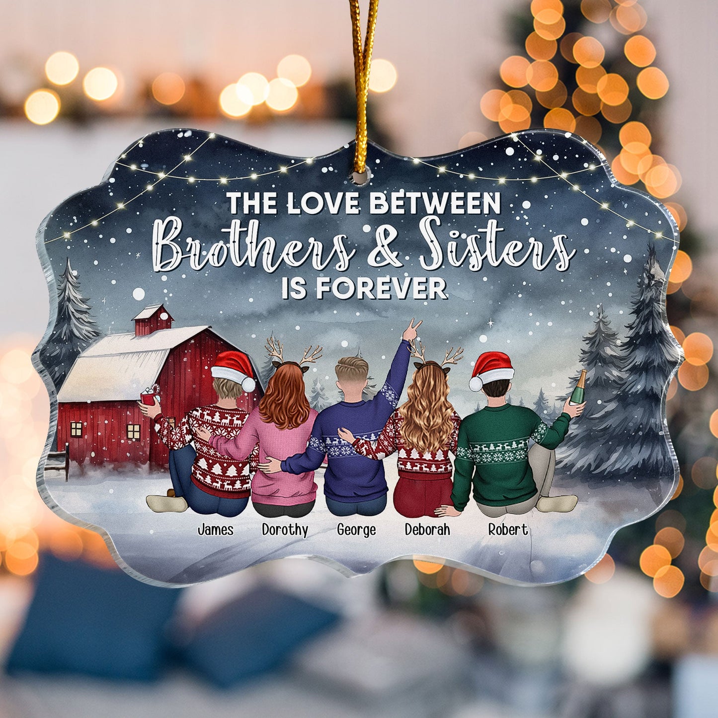Heartfelt Personalized 'Love Between Brothers & Sisters Is Forever' Christmas Ornament