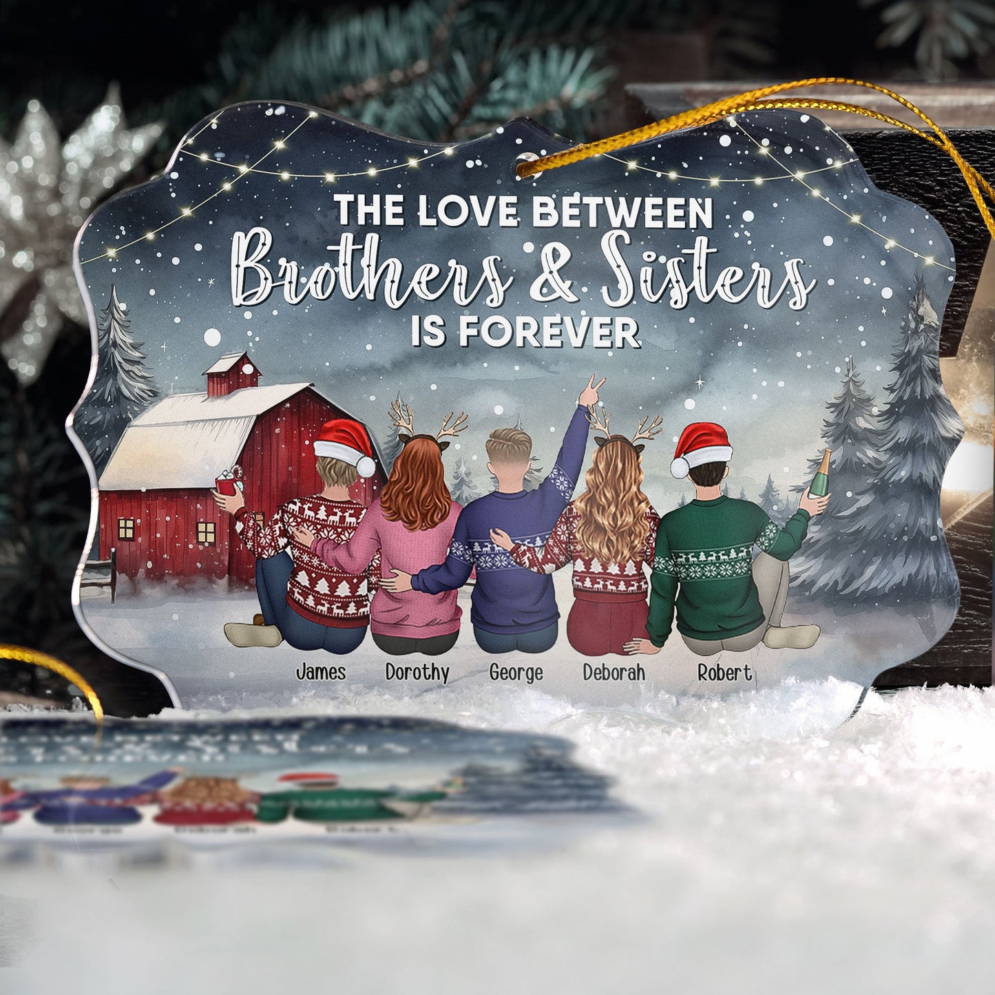 Heartfelt Personalized 'Love Between Brothers & Sisters Is Forever' Christmas Ornament