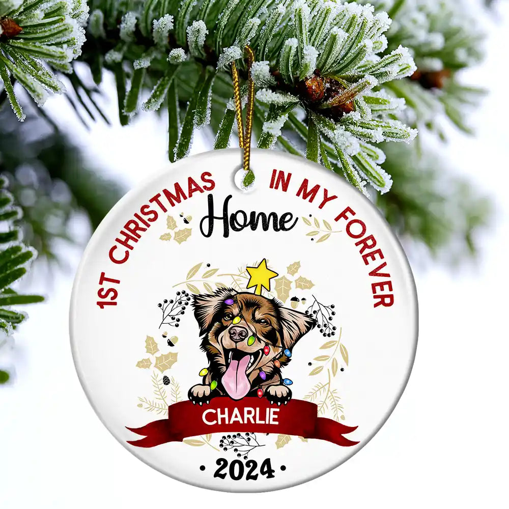 Personalized "1st Christmas in My Forever Home" Dog Keepsake Ceramic Ornament