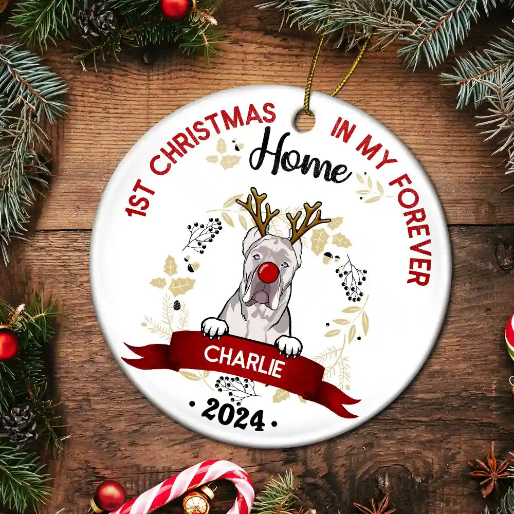 Personalized "1st Christmas in My Forever Home" Dog Keepsake Ceramic Ornament