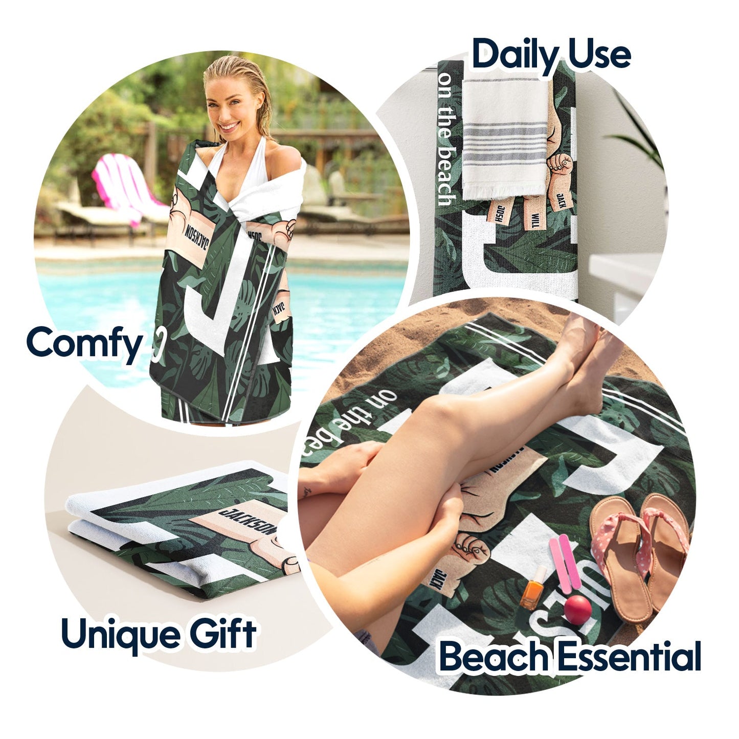 Personalized 'Coolest Dad On The Beach' Towel - Custom Fist Bump Gift for Father