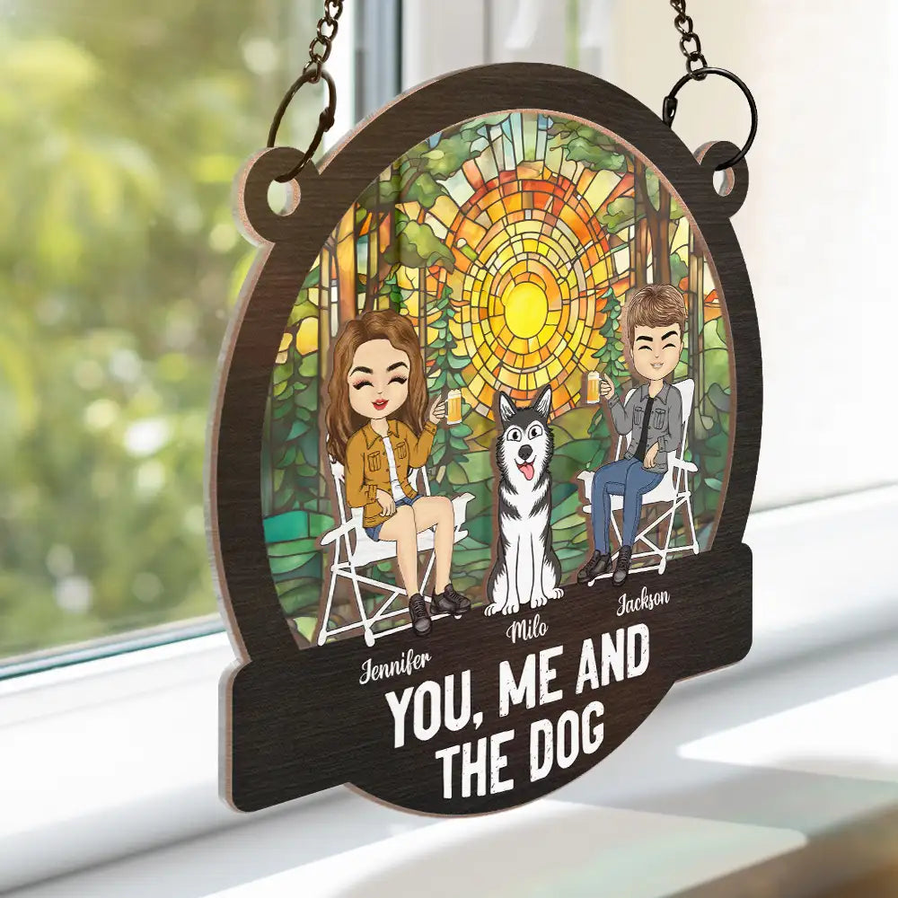 Personalized 'You, Me And The Pets' Suncatcher for Pet Loving Couples