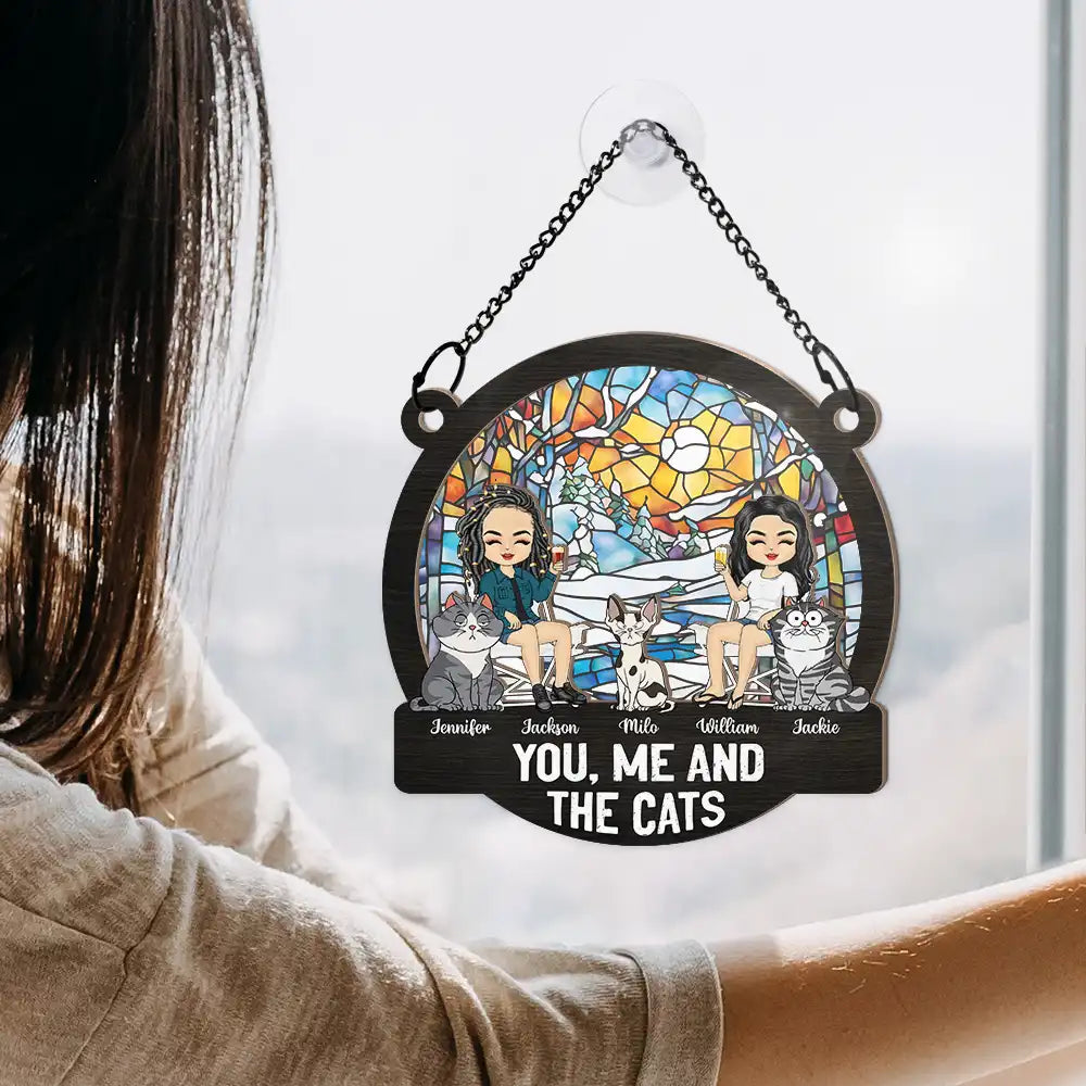 Personalized 'You, Me And The Pets' Suncatcher for Pet Loving Couples
