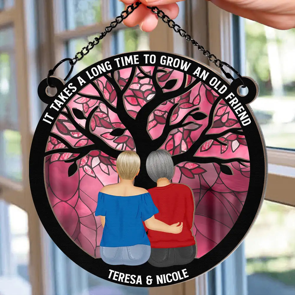 Custom 'Grow An Old Friend' Suncatcher: Best Friend & Sister Gift