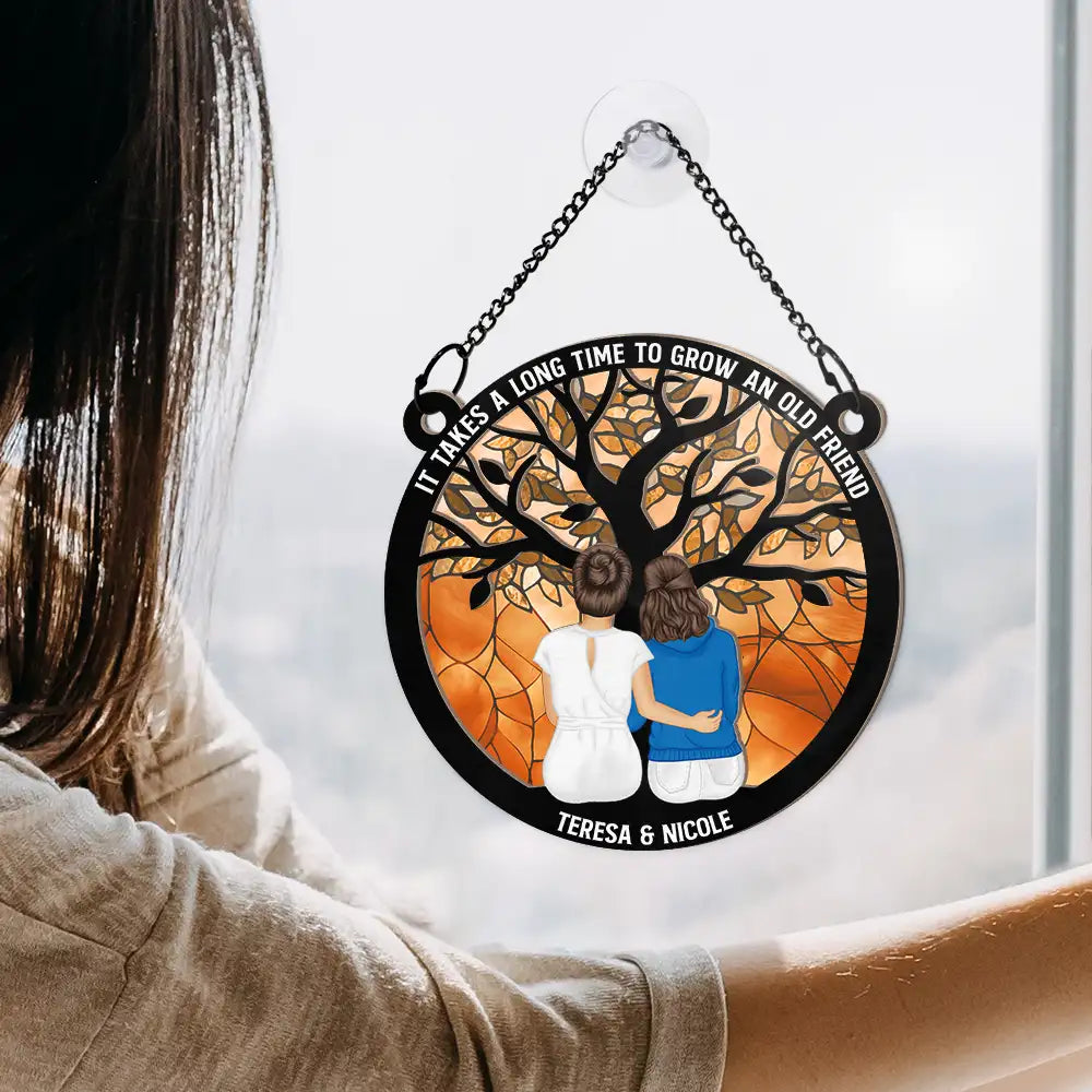 Custom 'Grow An Old Friend' Suncatcher: Best Friend & Sister Gift