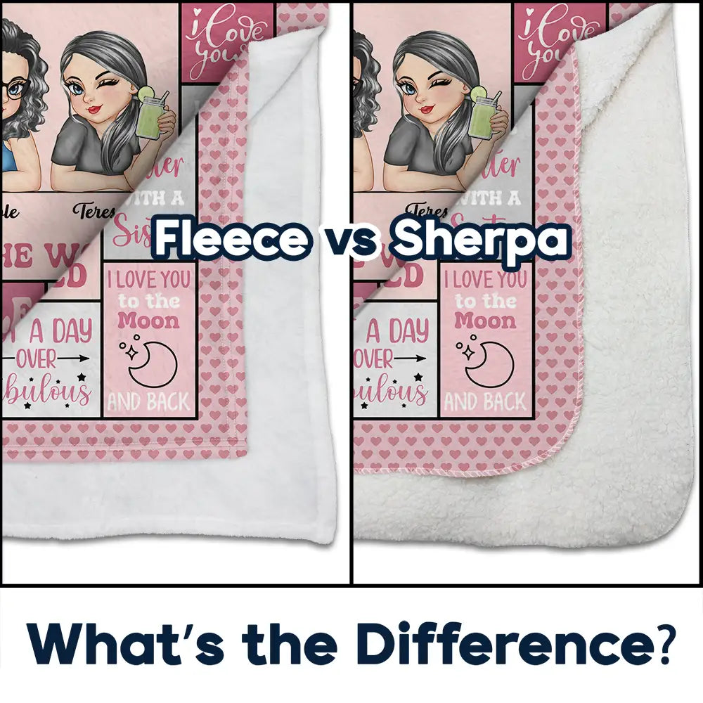 Personalized Sister Blanket: 'Best Sister In The World' Fleece Sherpa Gift