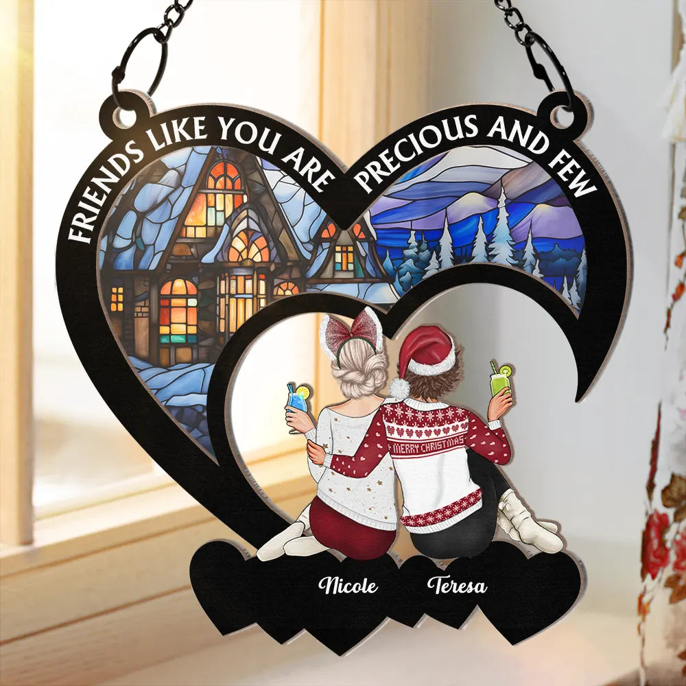 Personalized Friendship Suncatcher: "Precious And Few" Christmas Bestie Gift