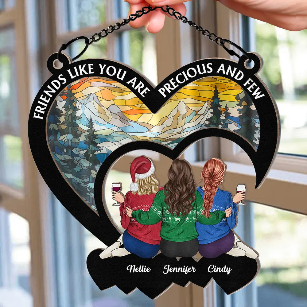 Personalized Friendship Suncatcher: "Precious And Few" Christmas Bestie Gift