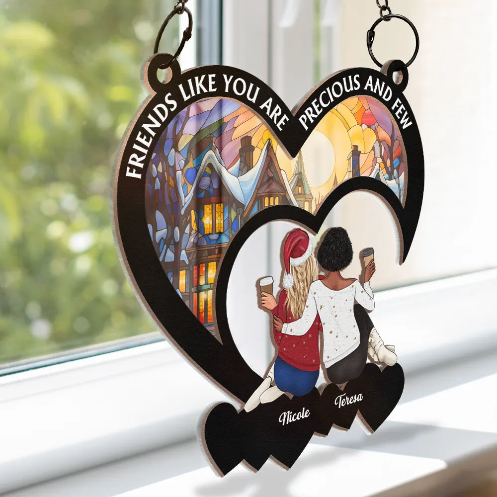 Personalized Friendship Suncatcher: "Precious And Few" Christmas Bestie Gift
