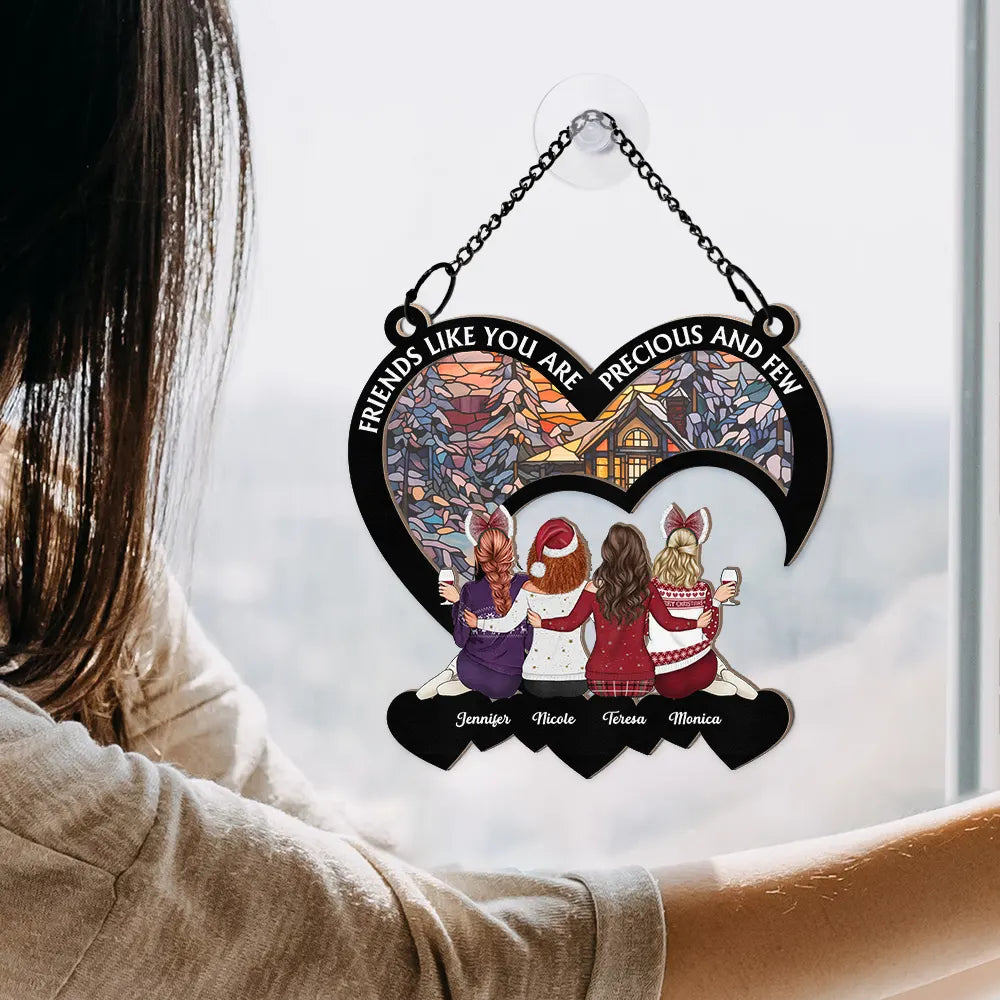 Personalized Friendship Suncatcher: "Precious And Few" Christmas Bestie Gift