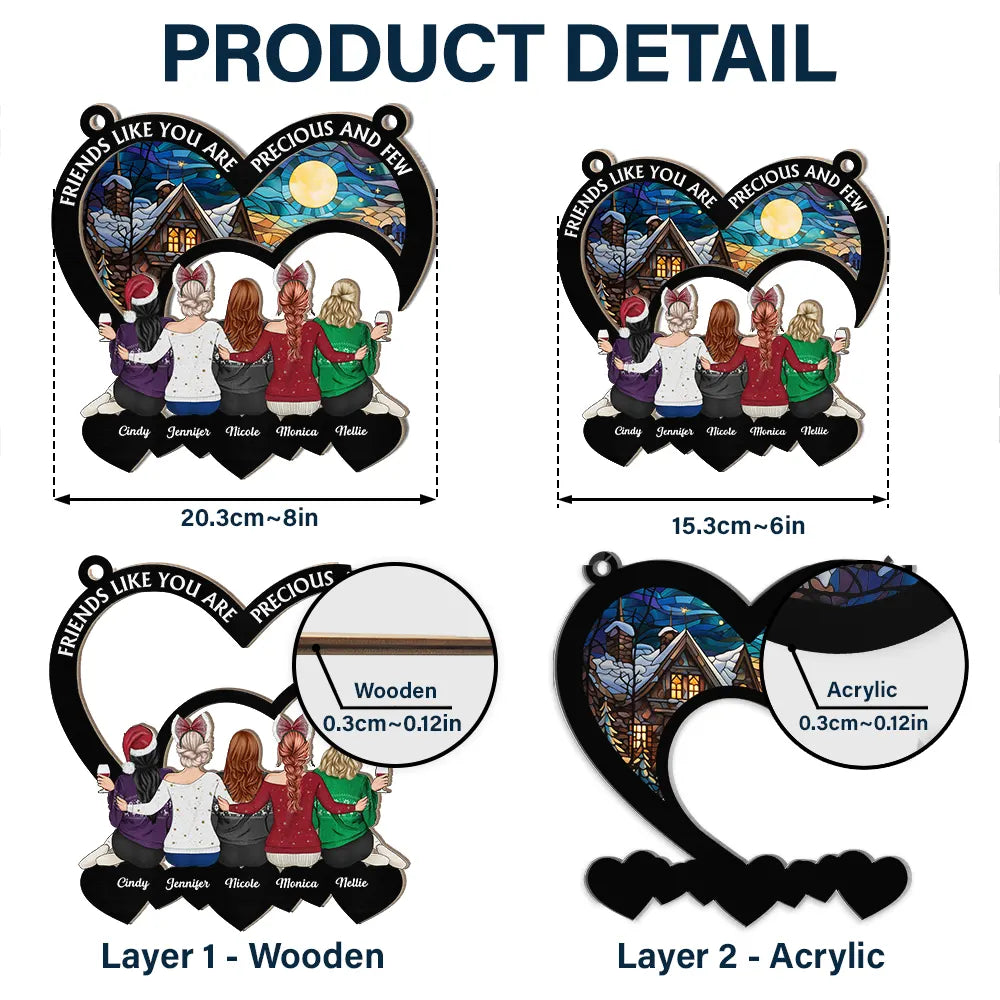 Personalized Friendship Suncatcher: "Precious And Few" Christmas Bestie Gift