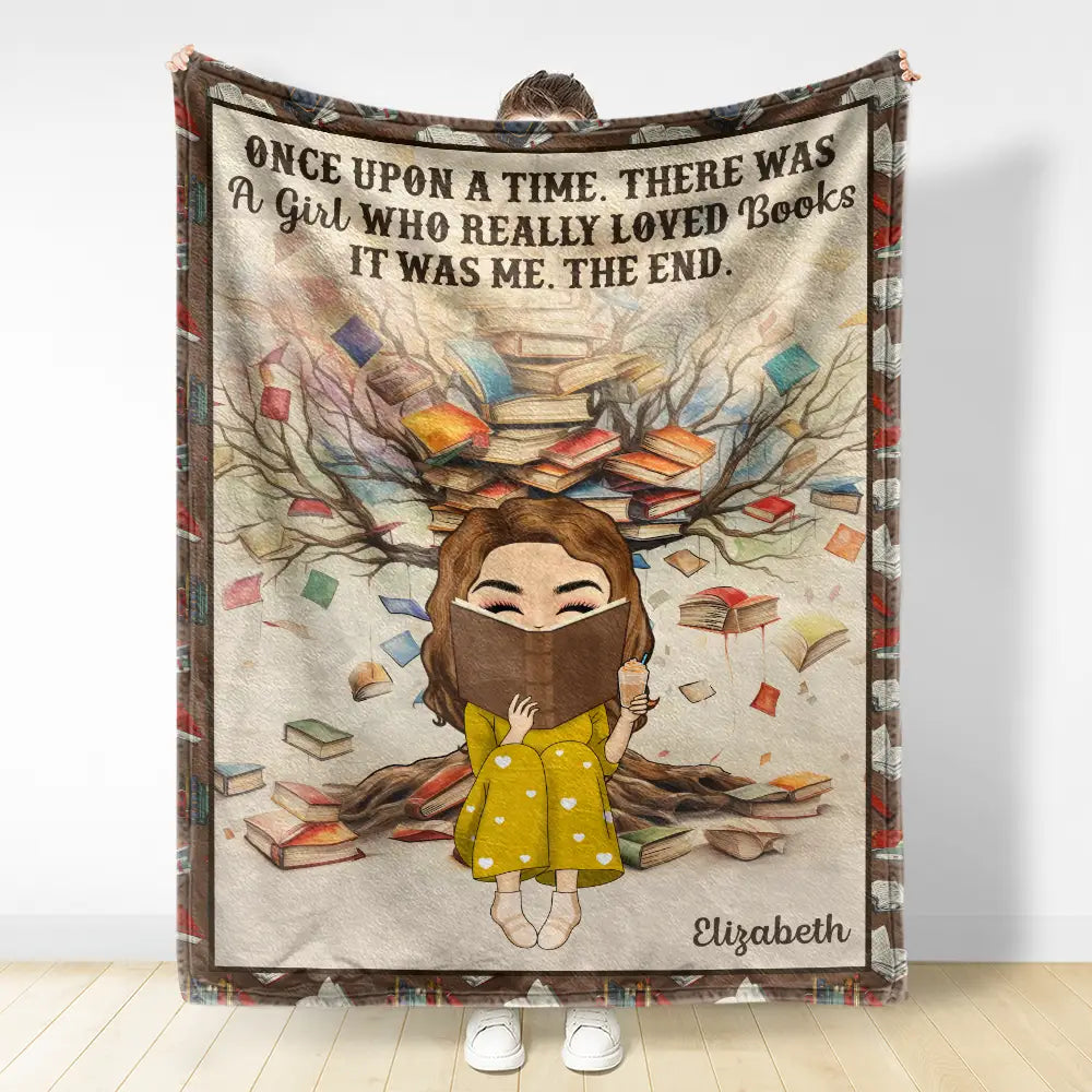 Reading, Gift For Yourself - Book Tree Just A Girl Who Loves Books - Personalized Fleece Blanket, Sherpa Blanket
