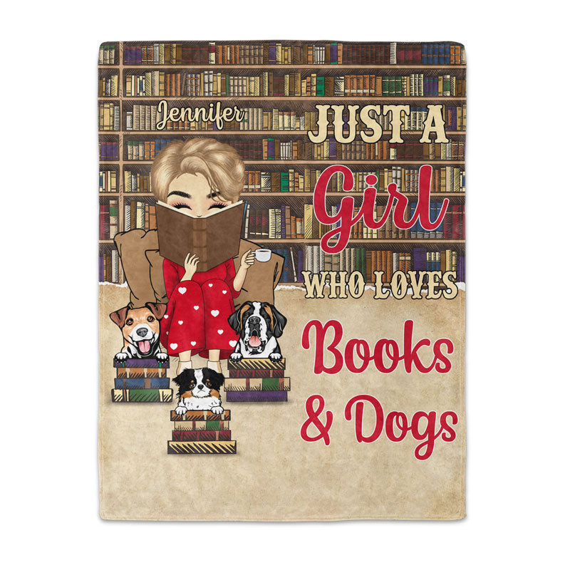 Personalized 'Just A Girl Who Loves Books & Dogs' Cozy Blanket