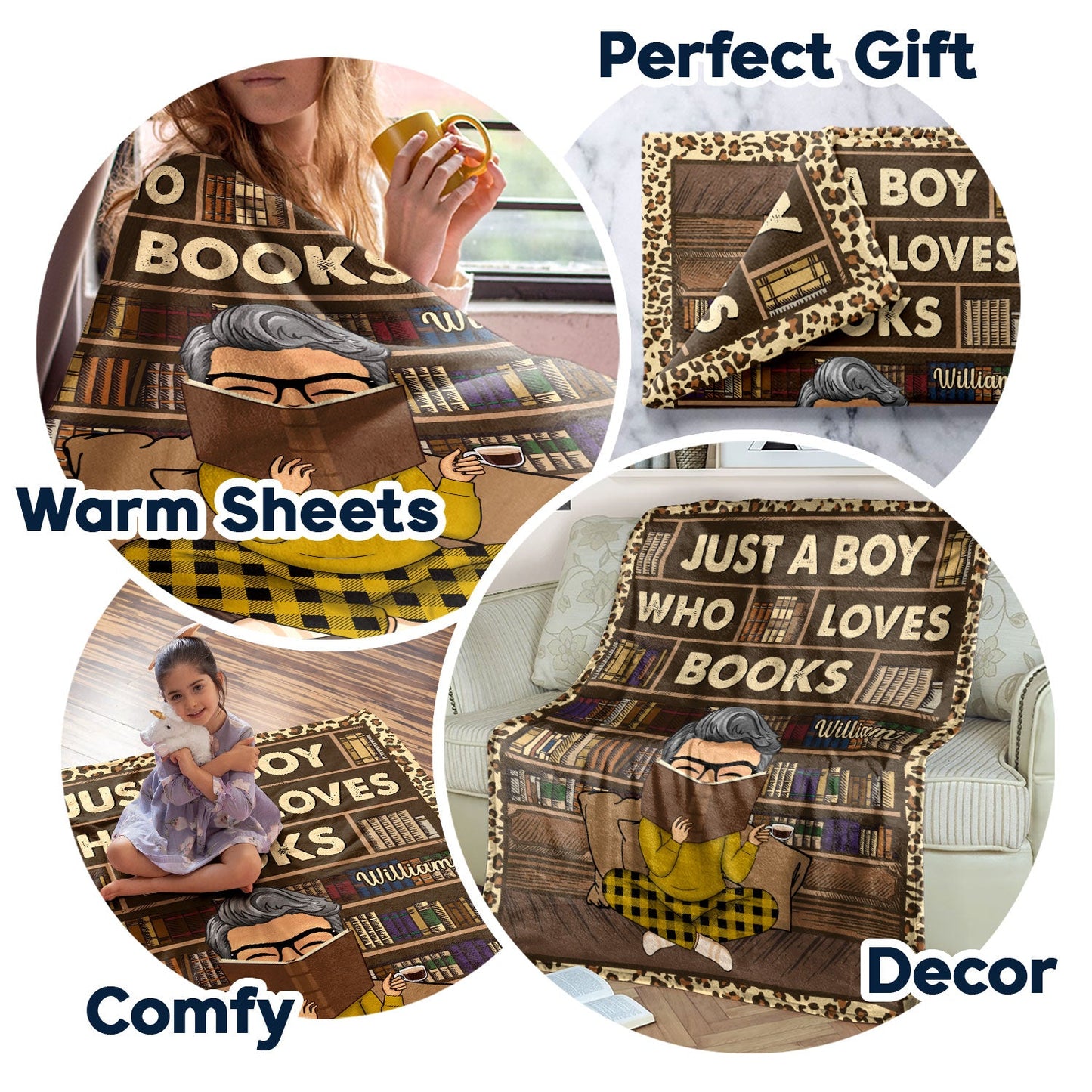 Personalized 'Just A Girl/Boy Who Loves Books' Cozy Reading Blanket