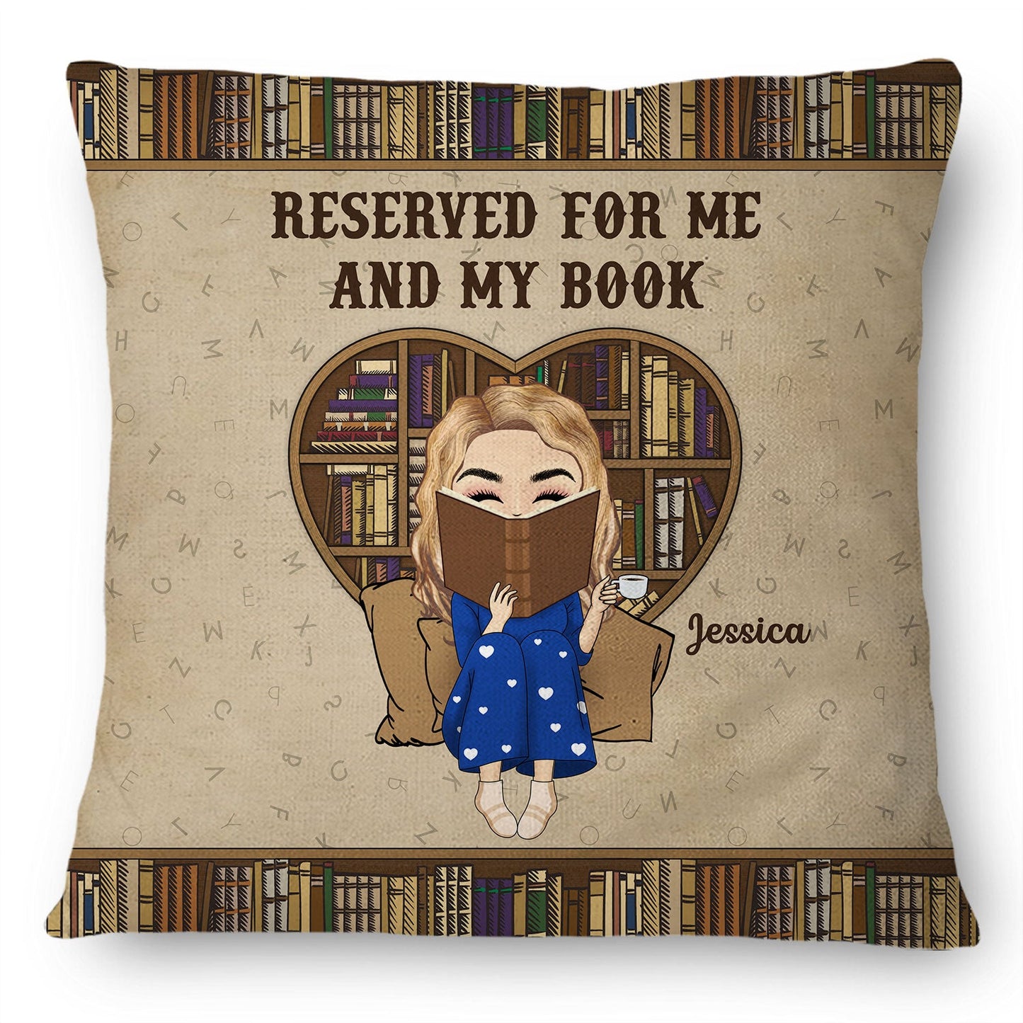 Personalized "Reserved For Me And My Book" Reading Pillow - Custom Gift.