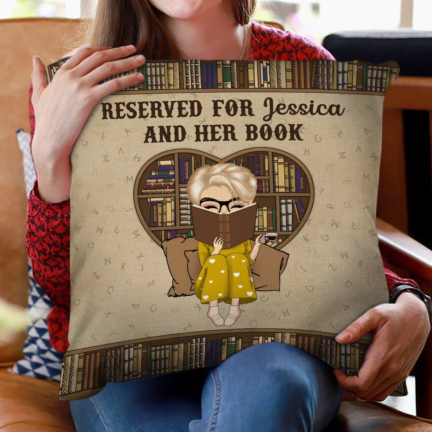 Personalized "Reserved For Me And My Book" Reading Pillow - Custom Gift.