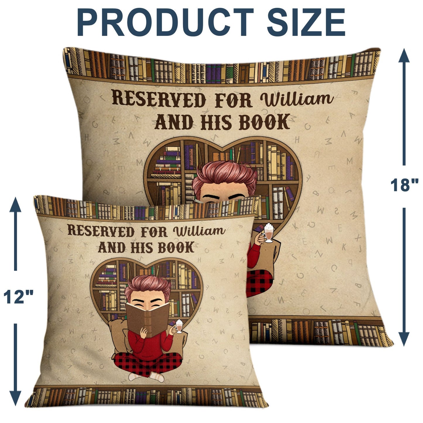Personalized "Reserved For Me And My Book" Reading Pillow - Custom Gift.