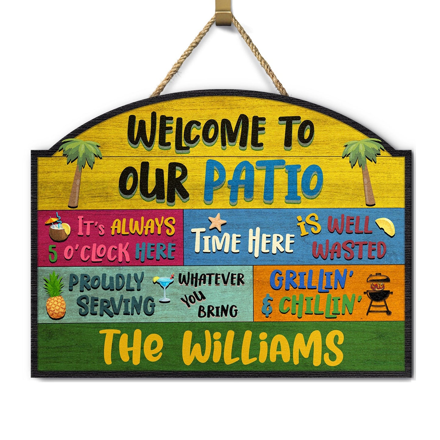 Personalized Welcome To Our Patio Wood Sign | Custom Family Outdoor Decor