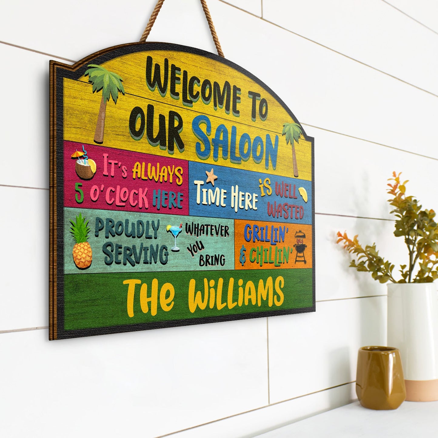 Personalized Welcome To Our Patio Wood Sign | Custom Family Outdoor Decor