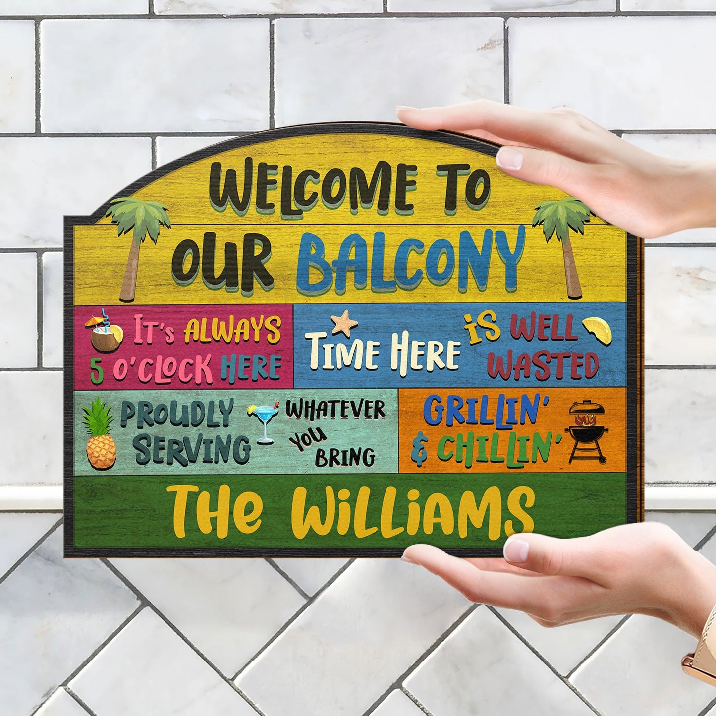 Personalized Welcome To Our Patio Wood Sign | Custom Family Outdoor Decor