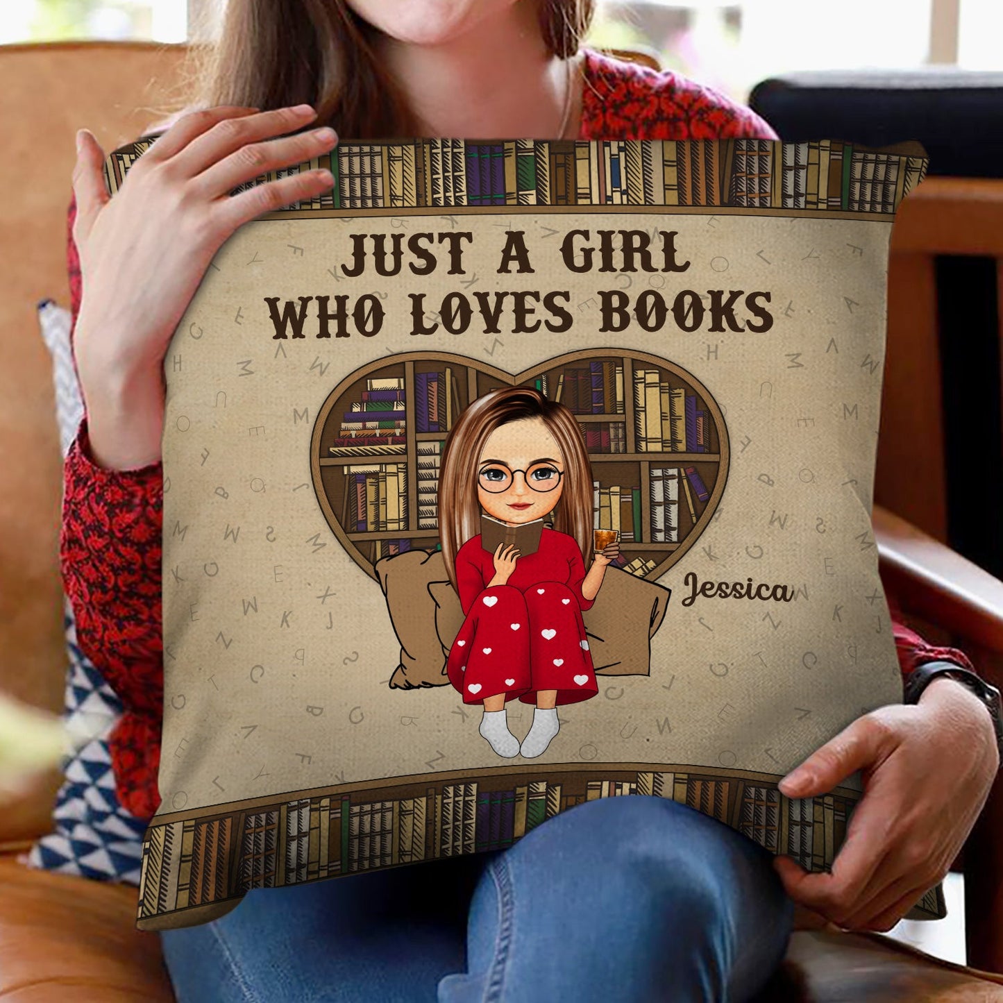 Heartfelt Personalized 'Just A Girl Who Loves Books' Pillow for Readers