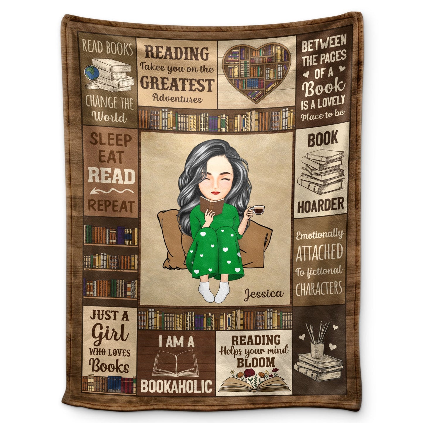 Personalized 'Bookaholic' Reading Blanket - Custom Gift for Cozy Book Lovers
