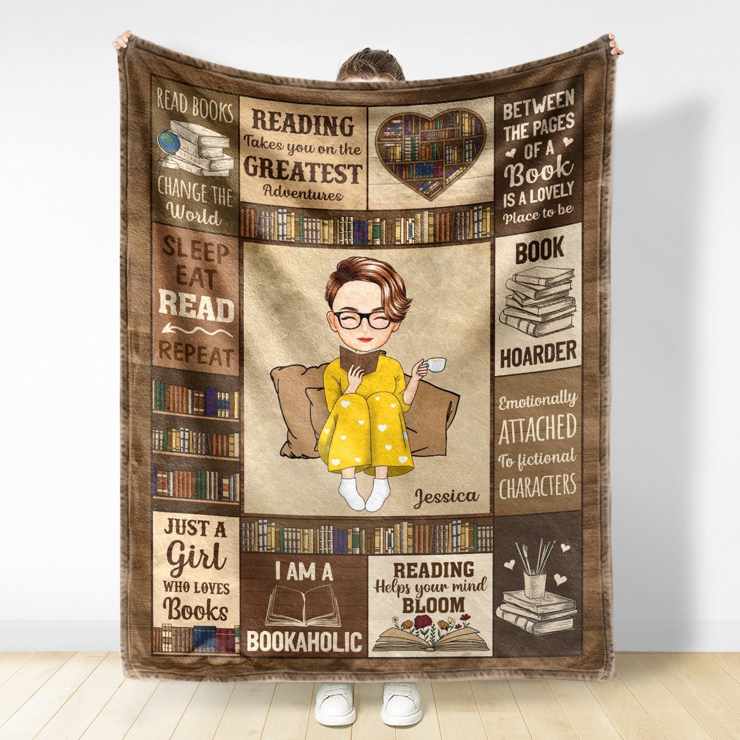 Personalized 'Bookaholic' Reading Blanket - Custom Gift for Cozy Book Lovers