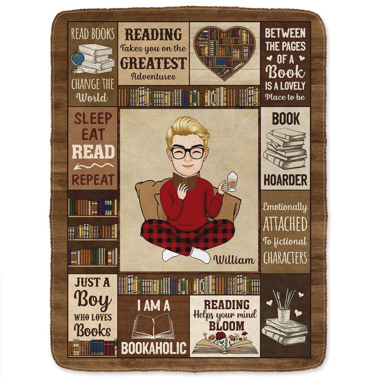 Personalized 'Bookaholic' Reading Blanket - Custom Gift for Cozy Book Lovers