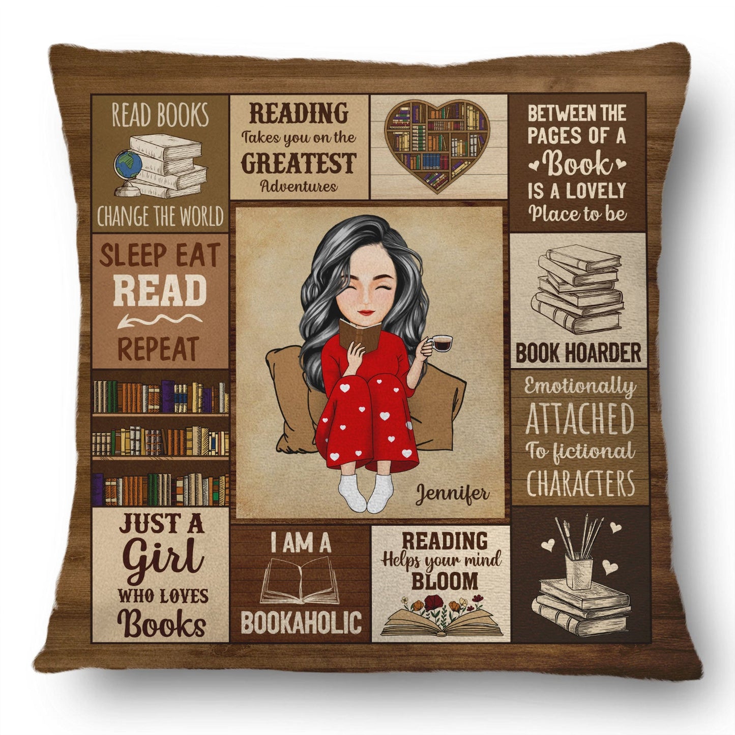 Personalized 'I'm A Bookaholic' Reading Pillow - Custom Gift for Her