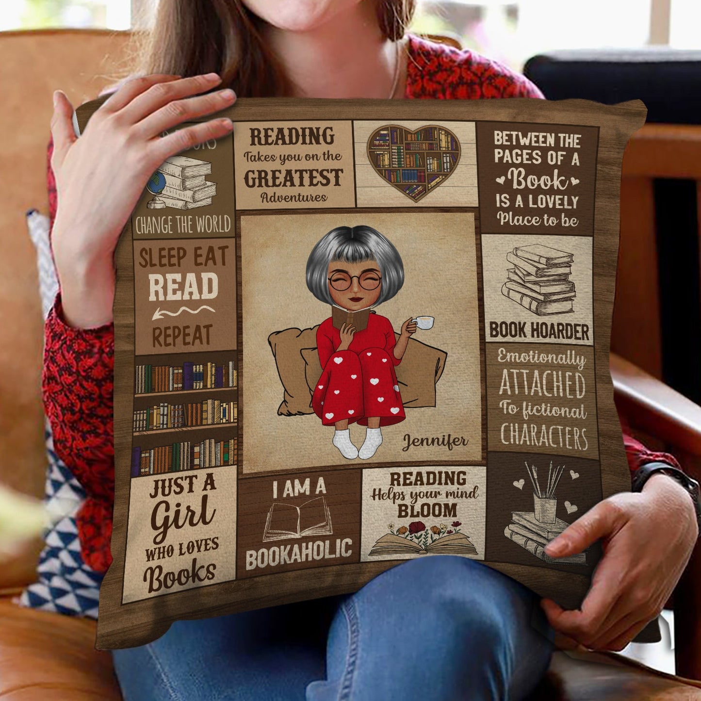 Personalized 'I'm A Bookaholic' Reading Pillow - Custom Gift for Her