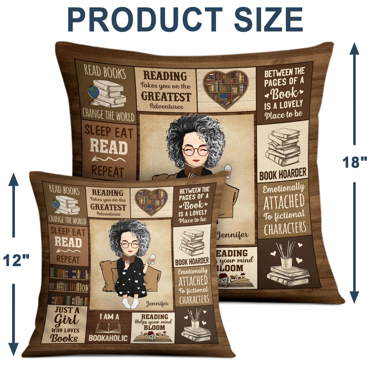 Personalized 'I'm A Bookaholic' Reading Pillow - Custom Gift for Her