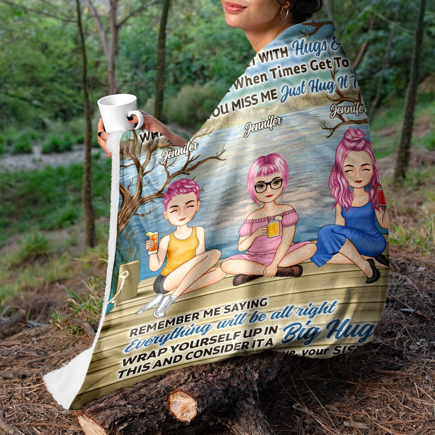 Heartfelt Personalized Sister Blanket - "Big Hug" Fleece & Sherpa Gift