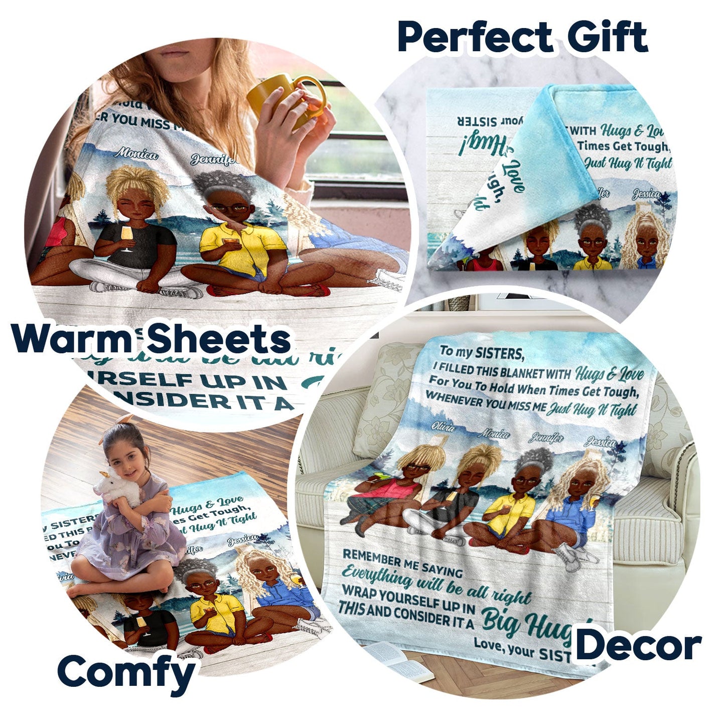 Heartfelt Personalized Sister Blanket - "Big Hug" Fleece & Sherpa Gift