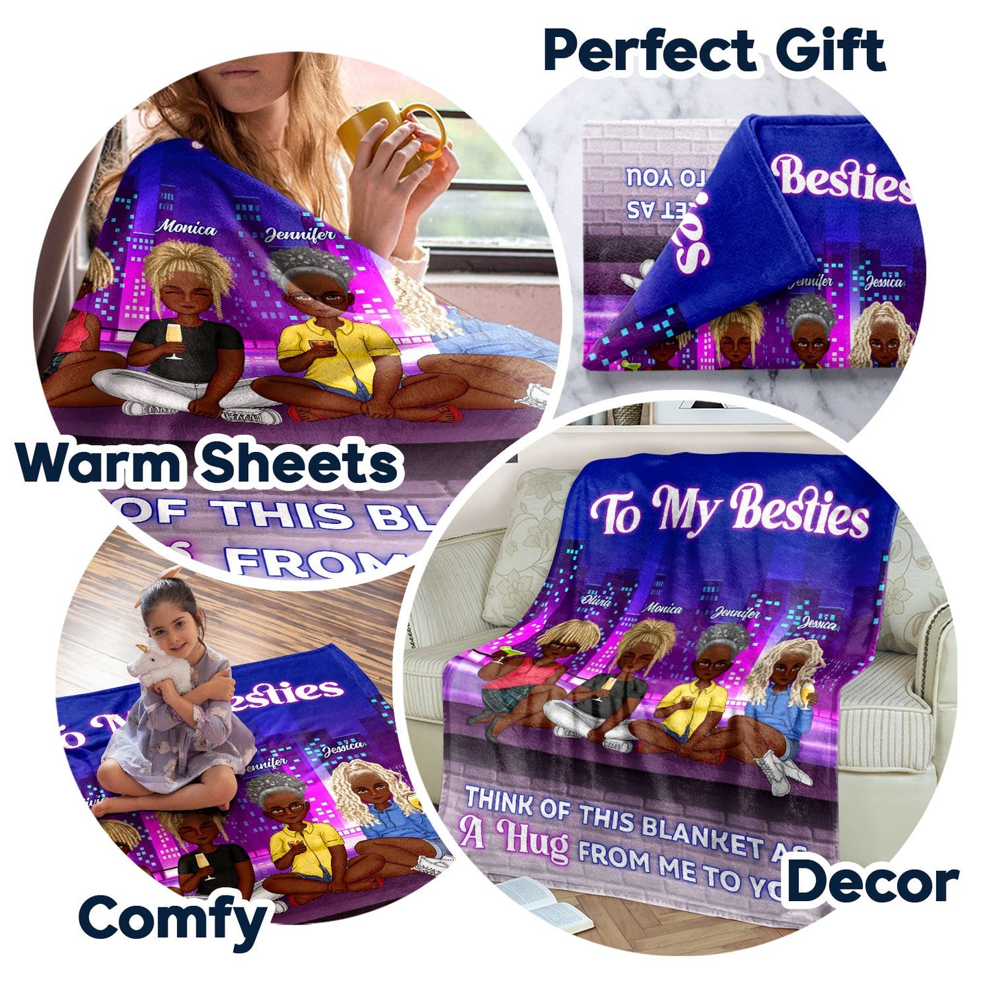 Heartfelt Personalized Bestie Blanket: 'A Hug From Me To You' Custom Gift