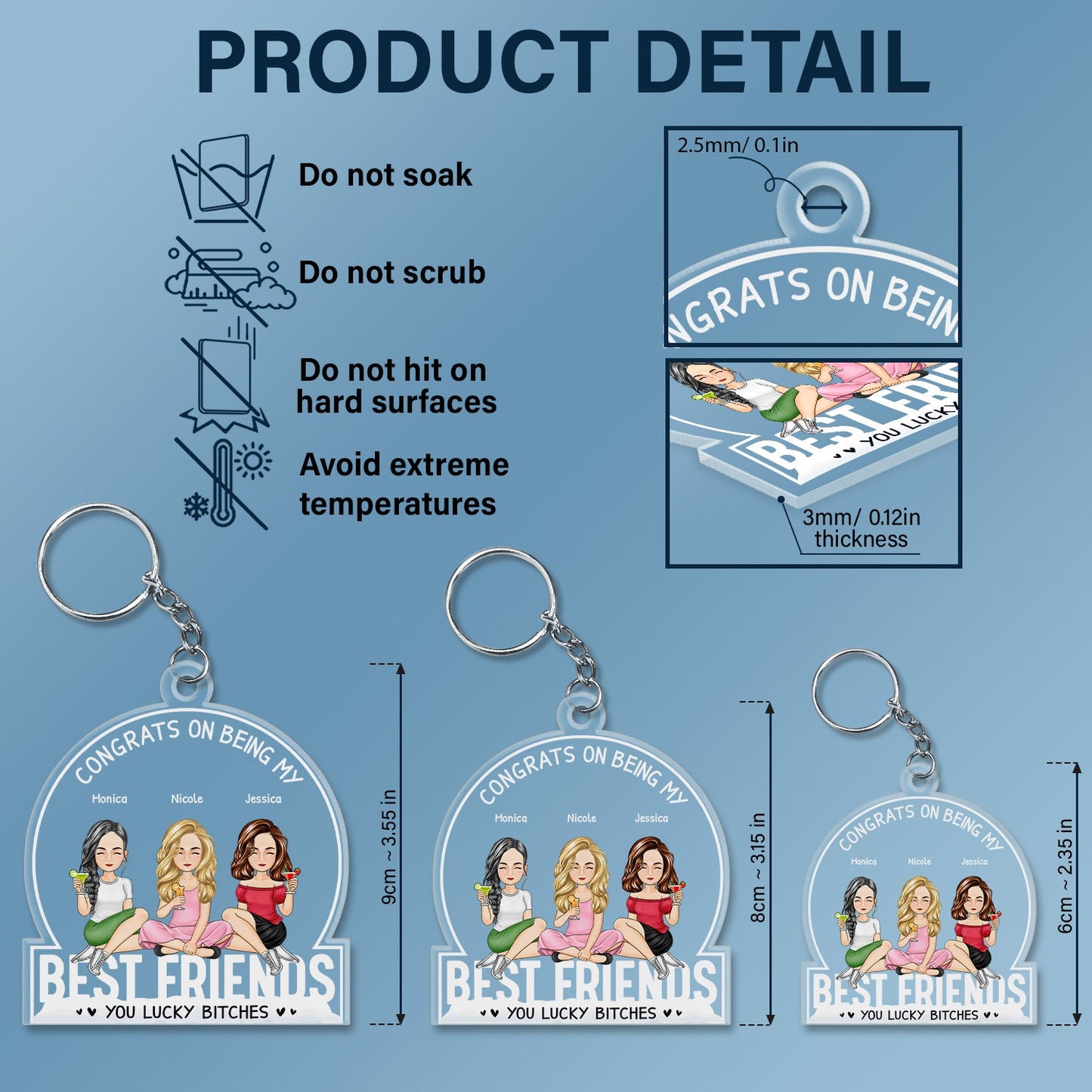 Personalized Best Friend Keychain - "Congrats On Being My Bestie" Funny Gift