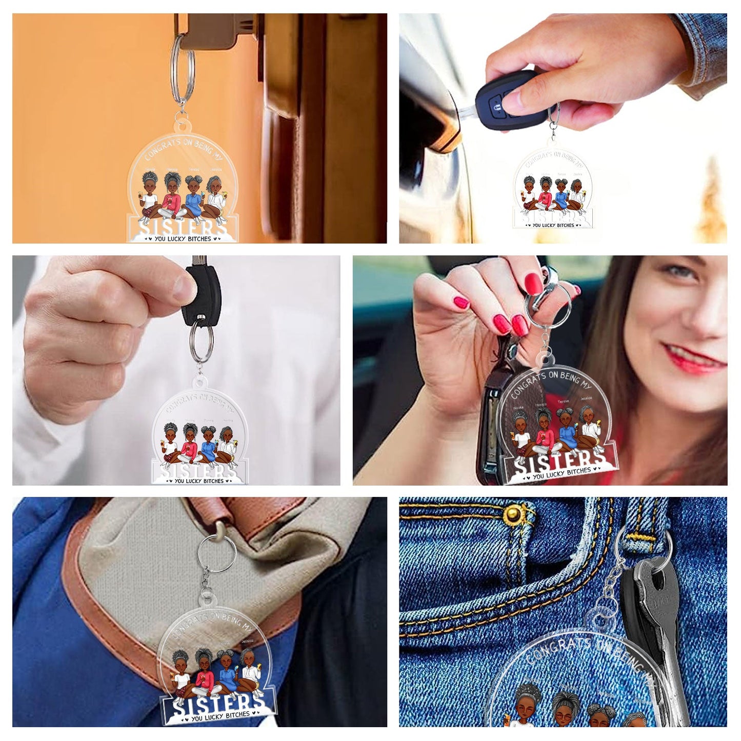 Personalized Best Friend Keychain - "Congrats On Being My Bestie" Funny Gift