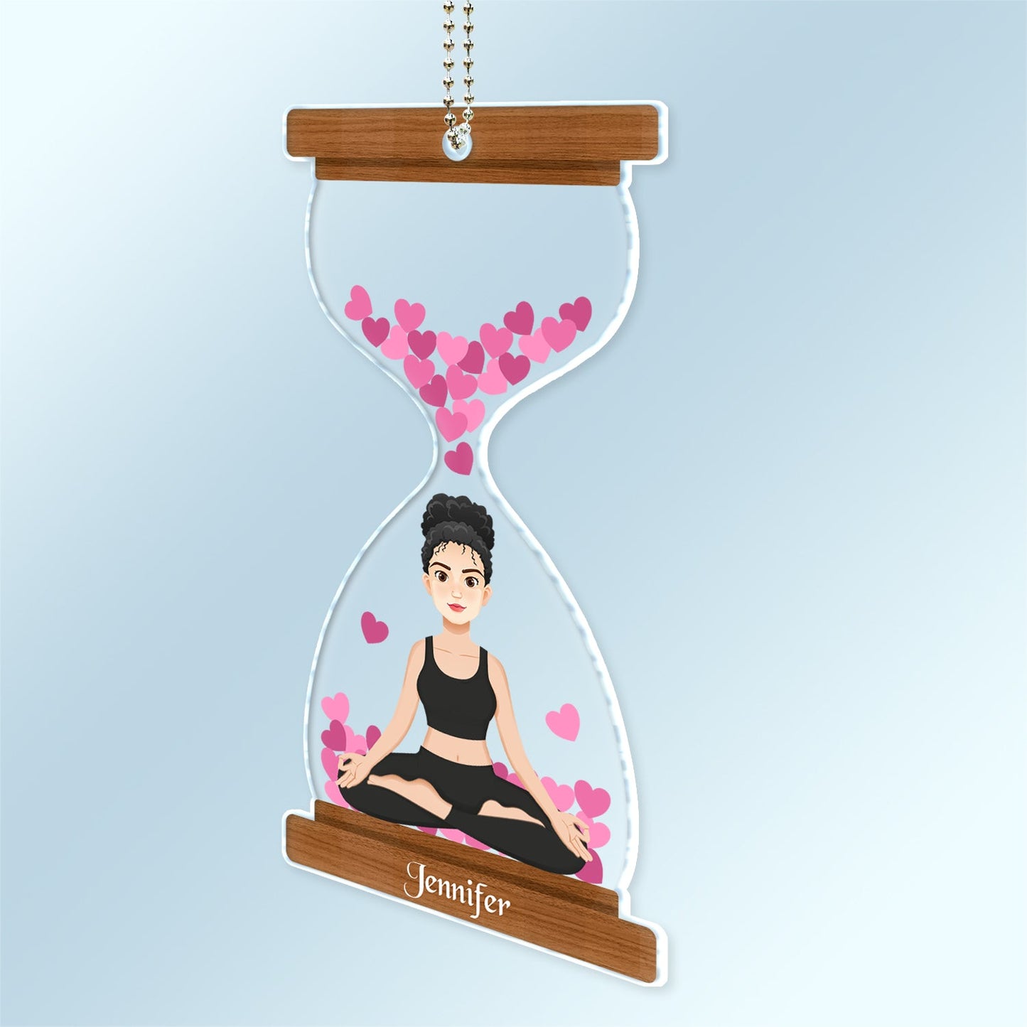 Personalized Yoga Car Hanger - Custom Zen Hourglass Charm Gift for Her.